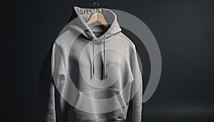 Hooded sweatshirt on coathanger in modern boutique generated by AI