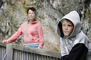 Hooded teenage boy