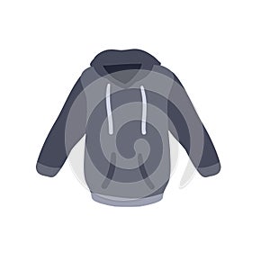 Hoodie with hood. Blue Warm clothing. Sweatshirt with handles. Cartoon flat illustration isolated on white background