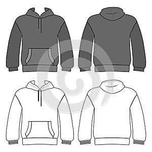 Hoodie template front, back views