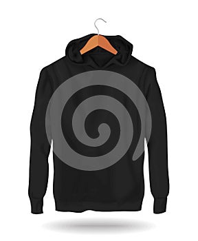 Hoodie Vector Mockup Template Realistic Fashion Sleeve Cotton Sweater Unisex photo