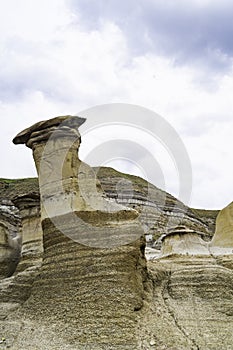 Hoodoo geological formation in Drumheller, Alberta