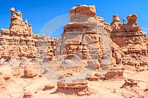 Hoodoo Rock pinnacles in Goblin Valley State Park Utah USA