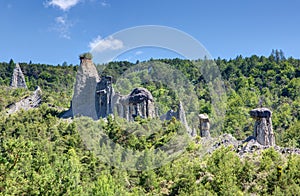 Hoodoo rocks near the lake of Serre-Poncon - Alpes - France