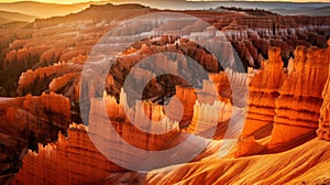 Hoodoos and amphitheaters in national park at sunset