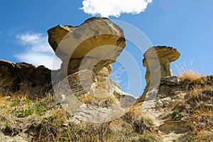 Dinosaur Provincial Park, Stunning Mushroom Hoodoos in Badlands along Red Deer River, Alberta, Canada