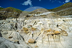 Hoodoos of Drumheller - The Eroded pillars of soft sandstone rock topped with a resilient cap