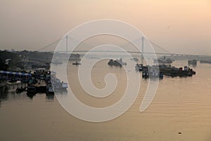 Hoogly river in Kolkata during sunset