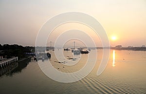 Hoogly river in Kolkata during sunset