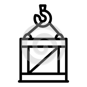 Hook crane box icon, outline style