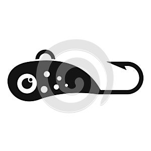 Hook ice fishing bait icon simple vector. Nature sport