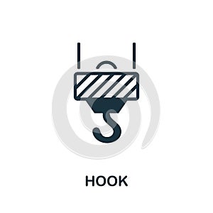 Hook icon. Monochrome simple element from manufacturing collection. Creative Hook icon for web design, templates