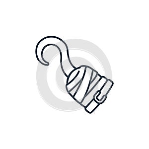 hook icon vector from pirate concept. Thin line illustration of hook editable stroke. hook linear sign for use on web and mobile