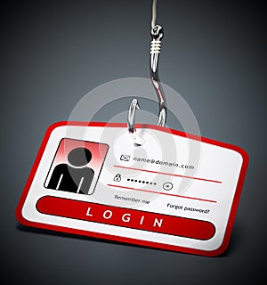 Hook on ID card with login credentials. 3D illustration