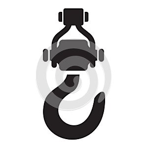 Hook or Industrial hook icon. Crane hook line vector illustration