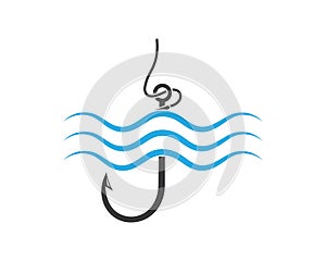 hook  logo icon of fishing vector illustration