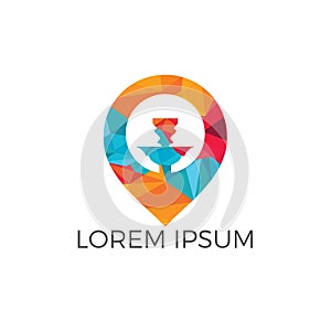 Sheesha and map pointer logo design.