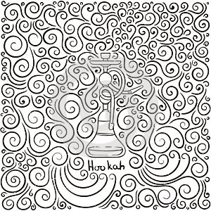 Hookah doodle illustration on patterned background