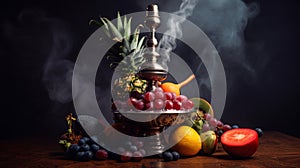 hookah, fruit, smoke, hookah tobacco refill concept. Generative AI