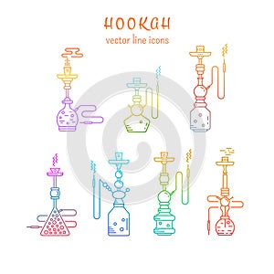 Hookah icons set