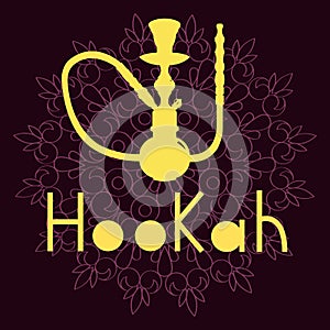 Hookah illustration on purple background