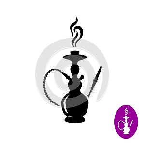 Hookah logo with smoke and pipe