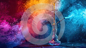 hookah in multi-colored smoke. selective focus