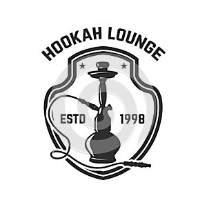 Hookah shop. Emblem template with hookah. Design element for logo, label, sign