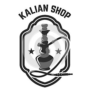 Hookah shop. Emblem template with hookah. Design element for logo, label, sign