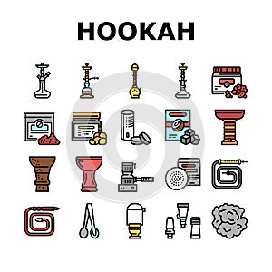 Hookah Tobacco Smoking Collection Icons Set Vector
