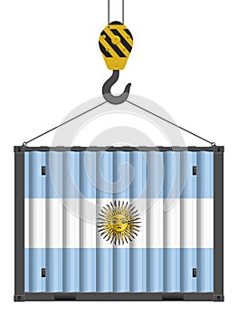 Hooked cargo container with Argentina flag