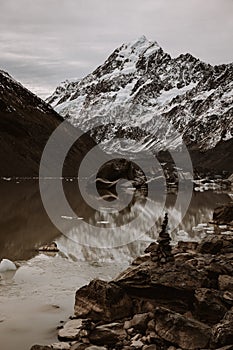 Hooker Glacier in Mount Cook, New Zealand