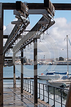 hooks in the docks for unloading large fish