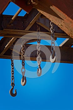 Hooks hanging from the Audrey Headframe. photo