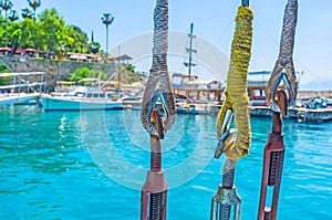 The hooks and ropes of a ship mast, Antalya