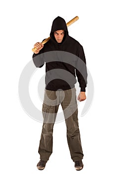 Hooligan with baseball bat photo