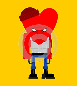 Hooligan love. bully heart. ruffian amur. Vector illustration
