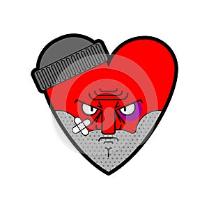 Hooligan love. bully heart. ruffian amur. Vector illustration