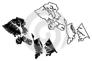 Hoonahâ€“Angoon Census Area, Alaska Boroughs and census areas in Alaska, United States of America,USA, U.S., US map vector