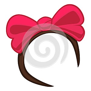 Hoop for head beauty accessory with big pink ribbon bow vector