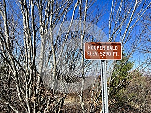 Hooper bald information sign elevation 5390'