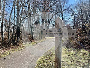 Hooper bald trail sign Cherohala Road (Route 143), Nantahala National Forest, NC