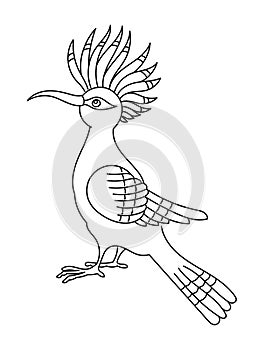 Hoopoe bird. Editable outline stroke. Vector line illustration.