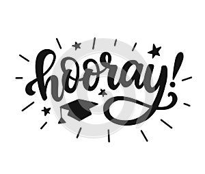 Hooray! Graduation class label, banner