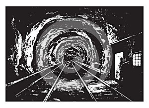 Hoosac Tunnel, vintage illustration photo