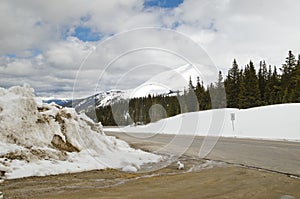 Hoosier pass - Snowy condition road in Colorado photo