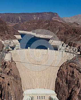 Hoover Dam on Colorado river and Lake Meade