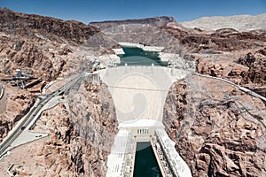 Hoover Dam and Colorado river near Las Vegas, Nevada.