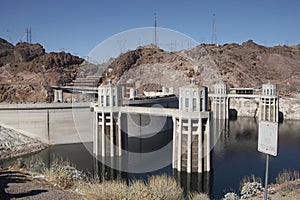 Hoover dam and its intake towers