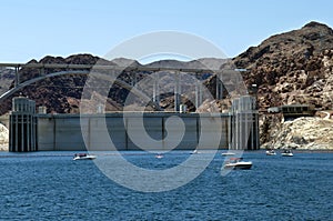 Hoover Dam , Lake Mead and Colorado River Bridge